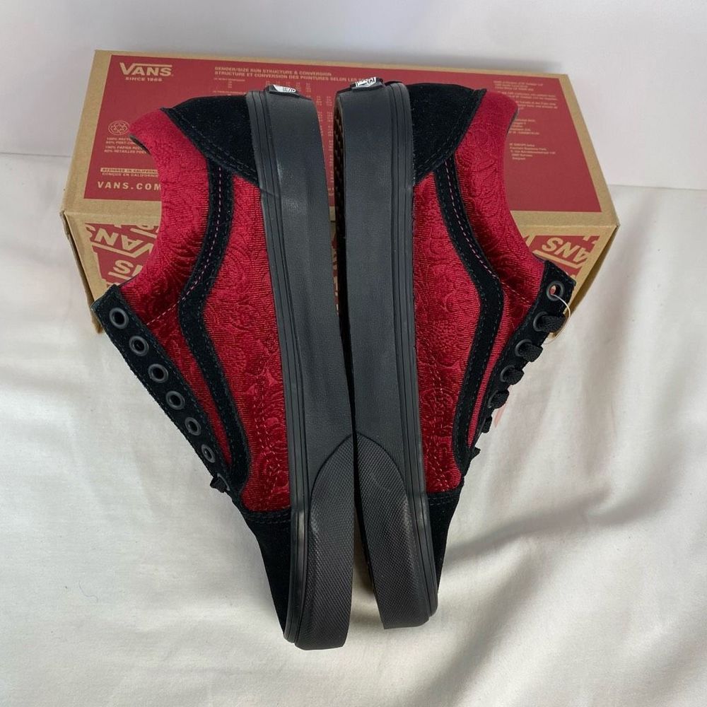 Vans Old Skool Velvet Parisian Night Black Cerise Red shoes NWB Unisex Men’s 7 W - Picture 4 of 11